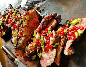 Butterflied Lamb Leg with Pomegranate Salsa
