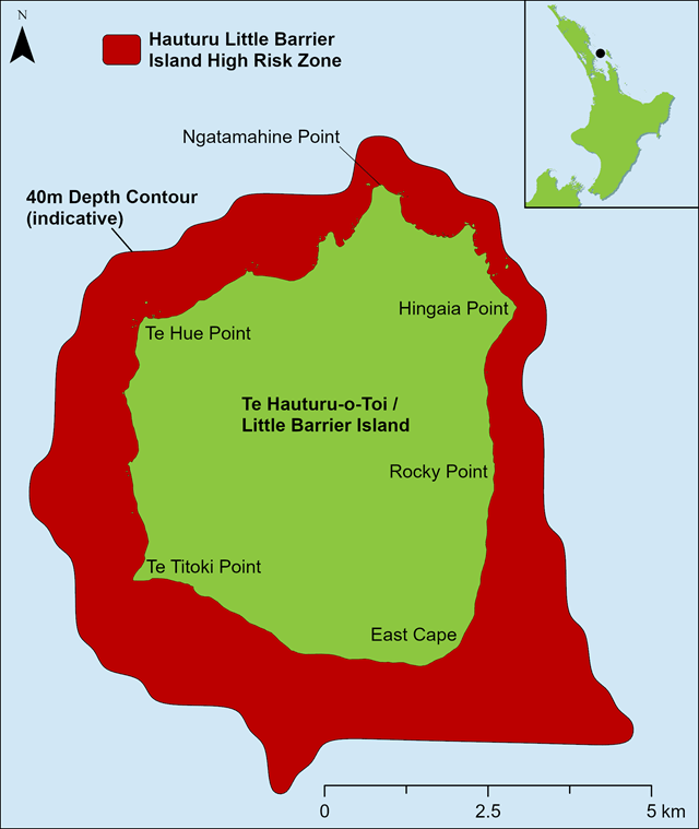 Controlled Area at Hauturu-o-Toi Little Barrier Island. No change from previous CAN.