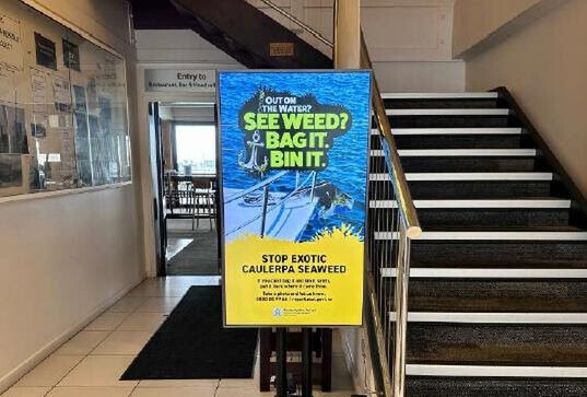 Digital signboard at boat club