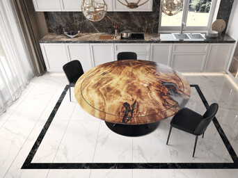 very large round kauri table