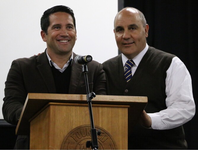 Dr Lance O’Sullivan is joined by Tamatea High School Principal, Robin Fabish