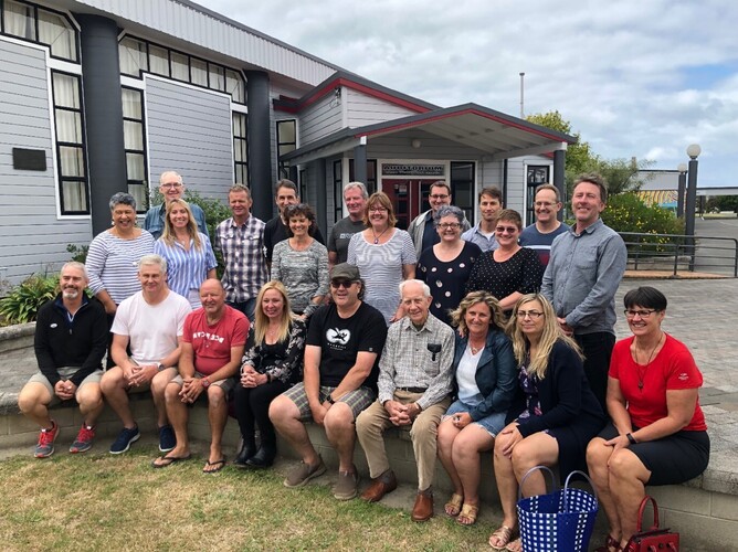 Tamatea High School students from the 80s with their former Principal, John Ryan.