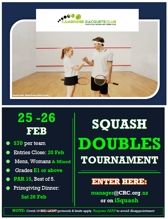 Cambridge Racquets Club CRC Squash Doubles Tournament 2022