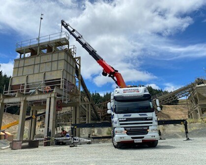Photo of hiab crane truck lifting machinery at a quarry