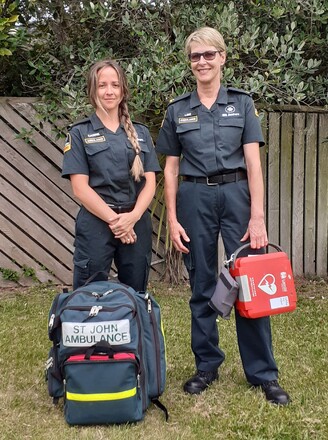 Carrie Richards & Lise Hermansen, two members of the Kuaotunu St John First Response Group