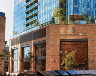 solar shades, motorized roller shades, manual roller shades and drapery installed at four seasons hotel in baltimore