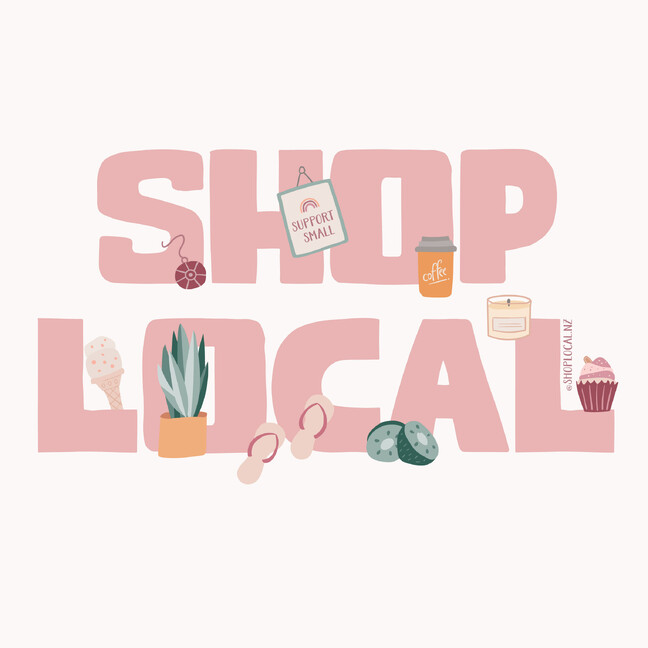 @shoplocal.nz graphic for Lisa's Instagram page. Illustrated by Creative Box, New Zealand