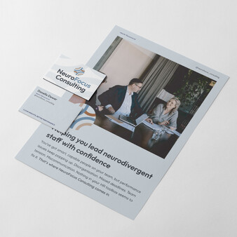 Image of stationery mockups for NeuroFocus Consulting. Creative Box, Waikato, New Zealand.