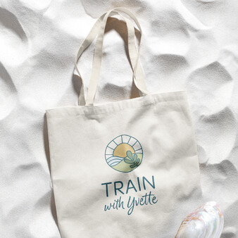 Image of Train With Yvette logo on tote bag. Designed by Creative Box. Waikato, New Zealand.