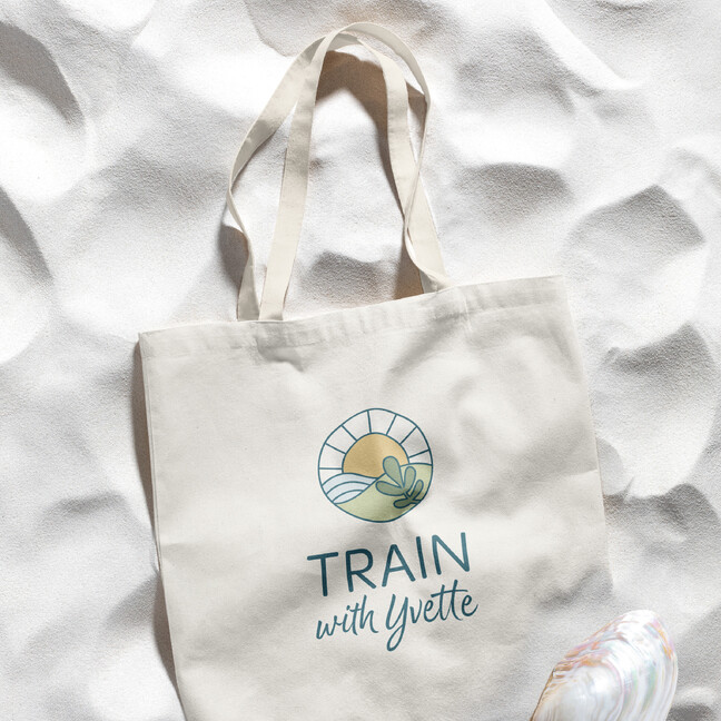 Image of Train With Yvette logo on tote bag. Designed by Creative Box. Waikato, New Zealand.