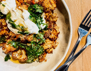Recipe: Paprika-Roasted Cauliflower with Whipped Feta and Coriander Jalape&ntilde;o Salsa