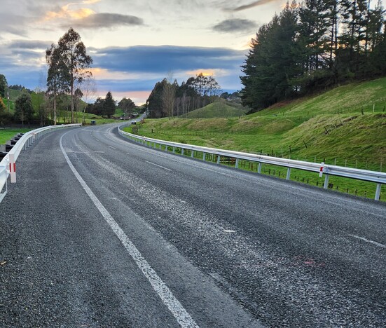 Road view through farmland
