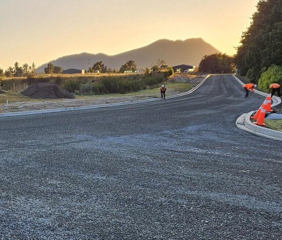 asphalt concrete drive in front of Mt Tauhara