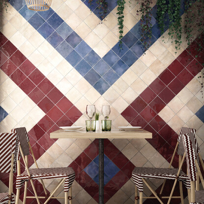 Artisan Ochre, Burgundy + Blue Cambridge Tiles