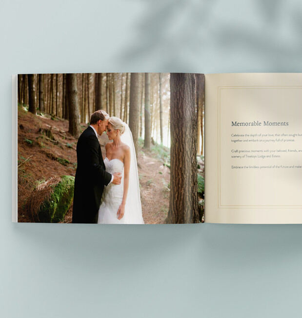 Treetops Lodge & Estate Wedding Brochure Design | Bespoke branding and print collateral