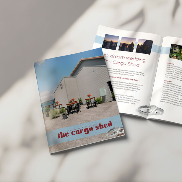 The Cargo Shed Wedding Venue Brochure design by Poppyseed Design