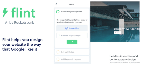 Screenshot showing how Flint works to help trade website SEO on Rocketspark.