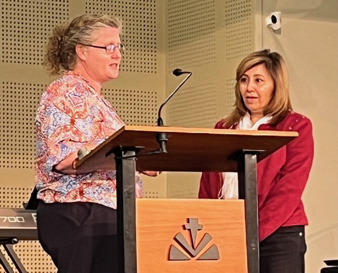 Gabrielle interviewing Parila