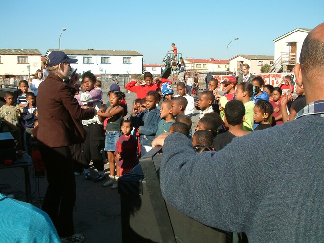 Belinda, on her first outreach to Capetown in 2004