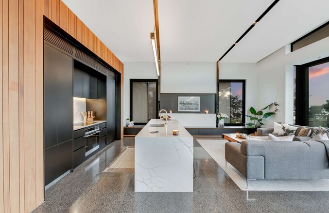 Image of a residential home renovation. Newly renovated kitchen by Auckland builders, Eden Construction. New Zealand.