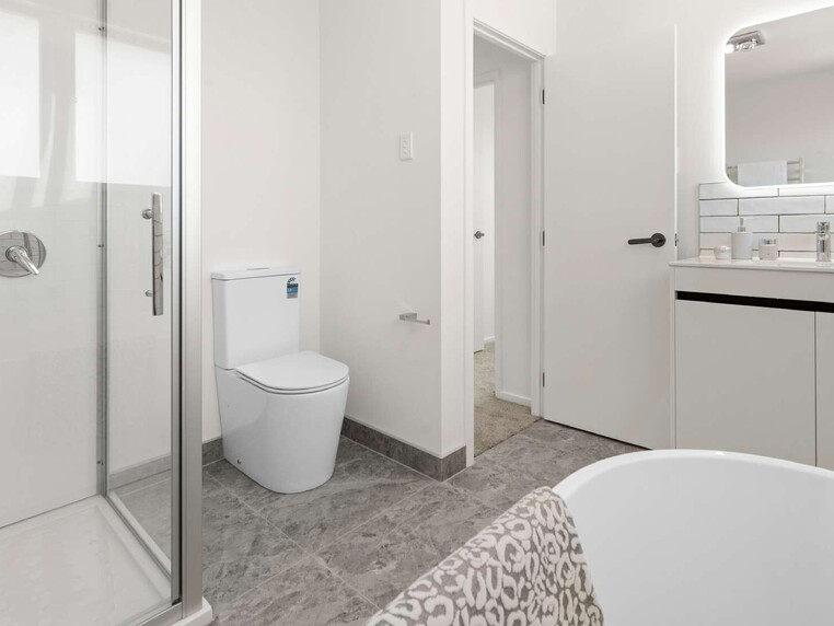 Image of a residential home renovation. Newly renovated bathroom by Auckland builders, Eden Construction. New Zealand.