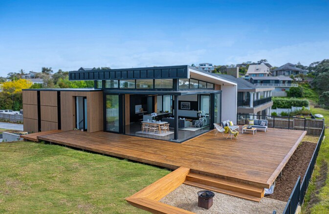 Image of a residential home renovation. Newly remodelled and landscaped home by Auckland builders, Eden Construction. New Zealand.