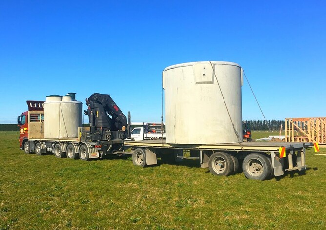 drainpro septic tank on a truck-trailer
