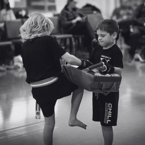 Kickboxing fitness class with guard up