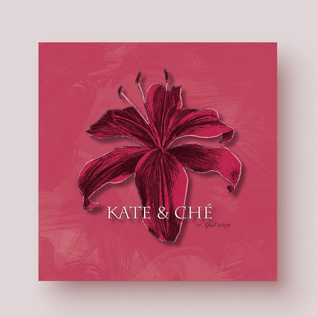 Illustration of a lily by Linda Page at Page Design Ltd, used on a wedding invitationi.