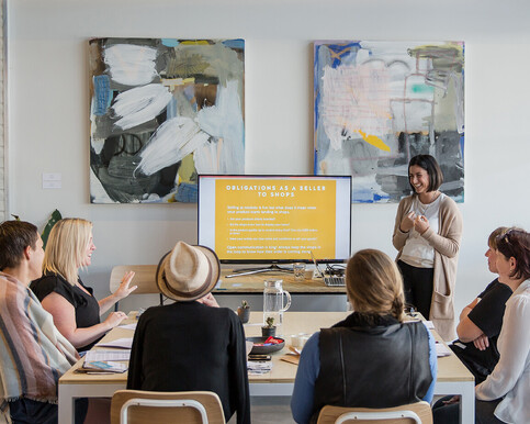 Clients collaborating with The Little Acre in a workshop setting