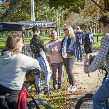 Craig Brown Photographer's image of people buying coffees at a coffee cart in Cambridge