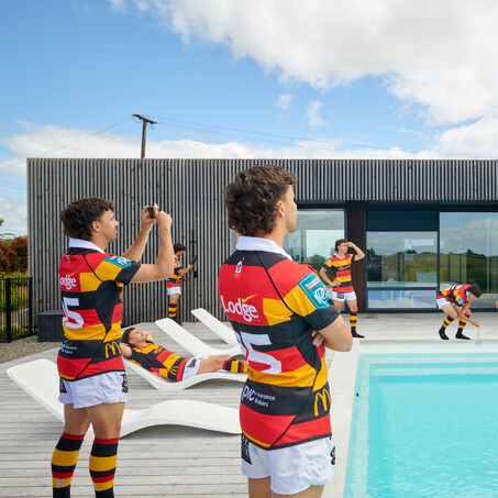 Craig Brown Photographer's image of waikato rugby players around a pool