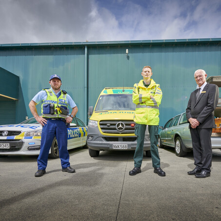 Craig Brown Photographer's image of a policeman, ambulance officer and funeral director