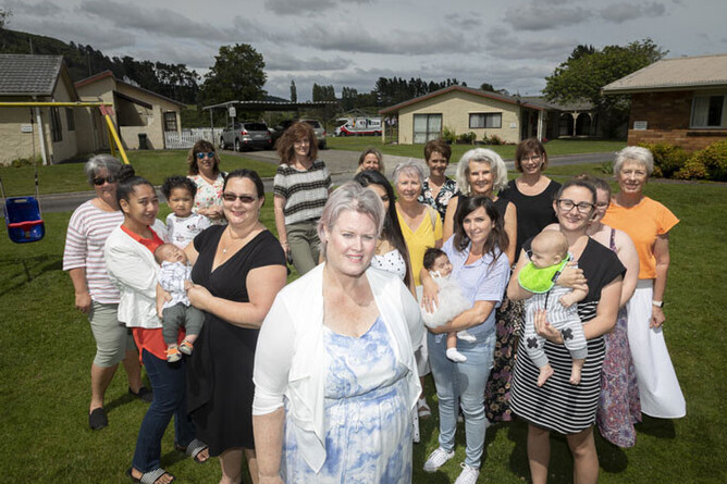 Mums4Mums, founded by CJ Dafoe (front, centre), provides practical, emotional and social support to new mums and bubs.