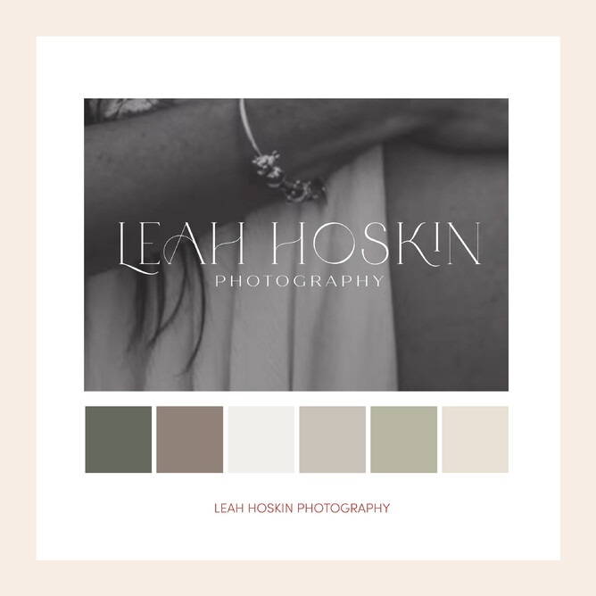 Image of branding & brand colours for Leah Hoskin Photography. New Zealand.