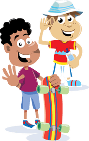 Happy Children with skateboards