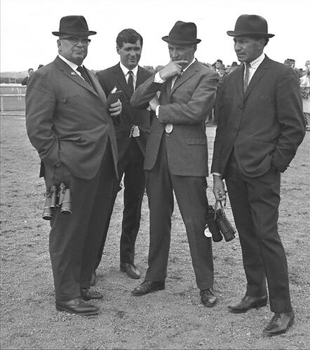 Eric Ropiha (right) pictured in the early 1970s with (from left) Gerald Fell, Dannevirke racing identity Tom Beatson and Arthur Fell.