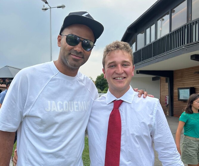 Josh with four-time NBA champion Tony Parker, who is now chasing thrills in Thoroughbred racing.