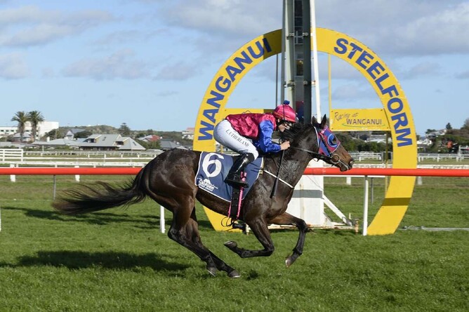 Chantilly Lace winning the Listed John Turkington Forestry LTD Castletown Stakes (1200m) at Wanganui on Saturday. - Photo: Race Images Palmerston North