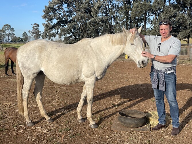 Stewart Hume pictured with Rippled, dam of Greysful Glamour - Photo: Supplied