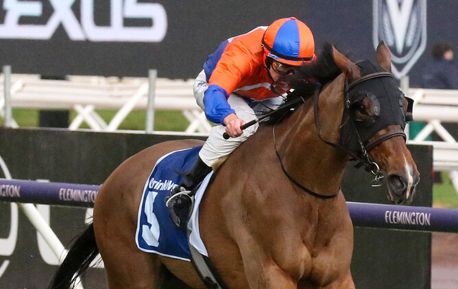 Grinzinger Belle winning the Gr.2 Let’s Elope Stakes (1400m) on Saturday.  - Photo: Bruno Cannatelli
