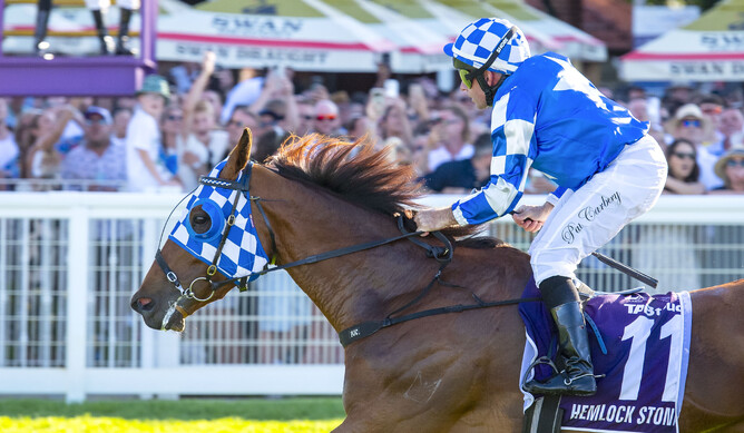 New Zealand-Bred Hemlock Stone stuns with A$1 Million Gr.2 Perth Cup triumph. - Photo: Simon Merritt