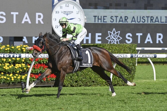 New Zealand filly Pennyweka wins the Gr.1 Australian Oaks (2400m) at Randwick  - Photo: bradleyphotos.com.au