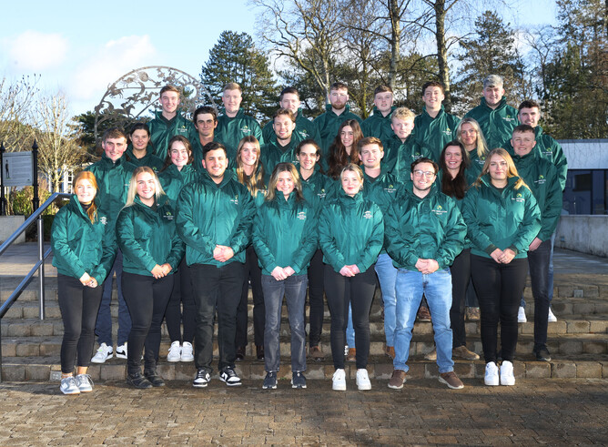 Alice Wilkinson (second row, third from left) has settled into the first week at the Irish National Stud well. - Photo: Supplied