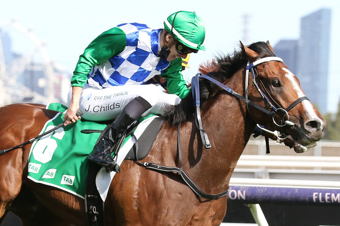 The eye-catching Spirit of Gaylard on his way to stakes success. - Photo: Bruno Cannatelli