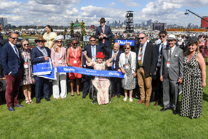 The happy connections of Roch ‘N’ Horse in celebration mode at Flemington - Photo: Bruno Cannatelli