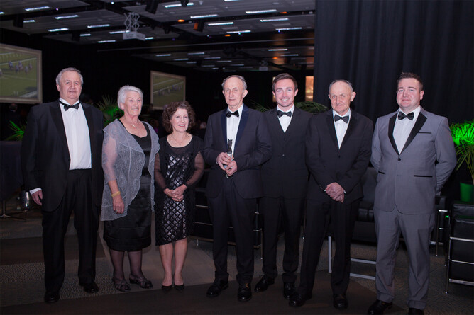 The Dennis brothers and family at the 2015 NZTR Horse of the Year Awards - Photo: NZ Racing Desk