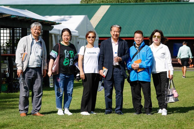 Mr & Mrs Wong Kwun Keong, Mr & Mrs Yeung Kin Man and Mr & Mrs Manfred Man at Karaka this week - Photo: Angelique Bridson
