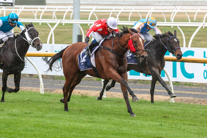 Epee Beel winning the Listed NZB Insurance Stakes (1400m) at Riccarton last Saturday.   - Photo: Race Images South