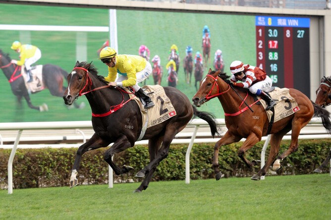 Lucky Sweynesse romps to victory in the Gr.1 Centenary Sprint Cup (1200m) - Photo: HKJC